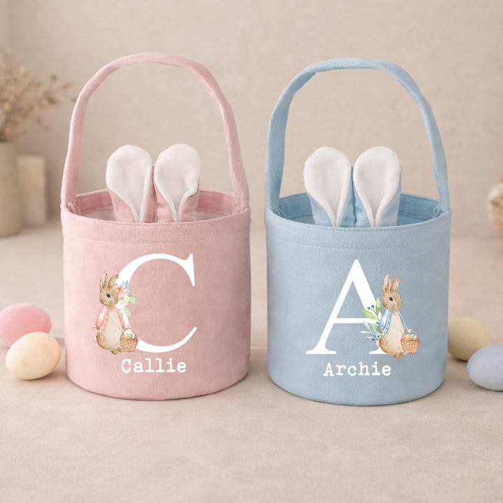 Personalised Rabbit Initial Easter Bunny Basket