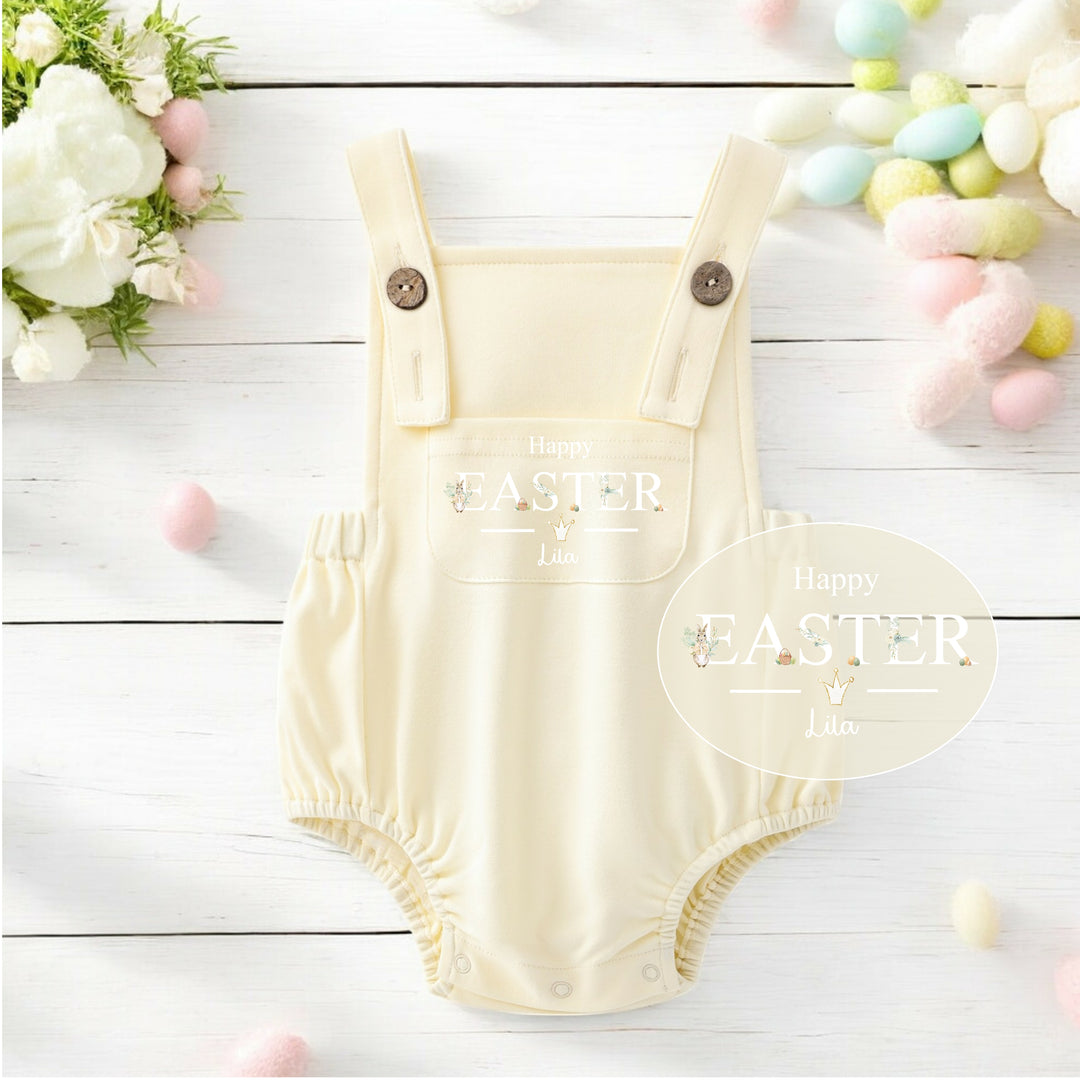 Personalised Happy Easter Rabbit Dungarees