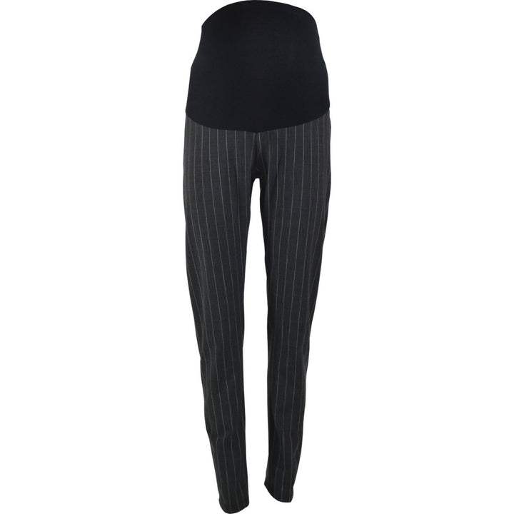 Black Maternity Pinstripe Trousers (Over-the-Bump)