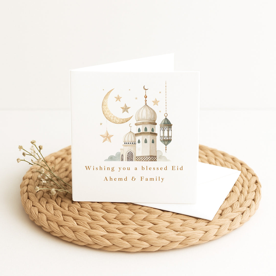 Personalised Moon Wishing You A Blessed Eid Mubarak Card