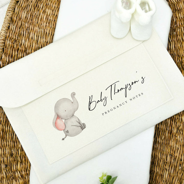 Personalised Grey Elephant Pregnancy/Maternity Notes Baby Folder