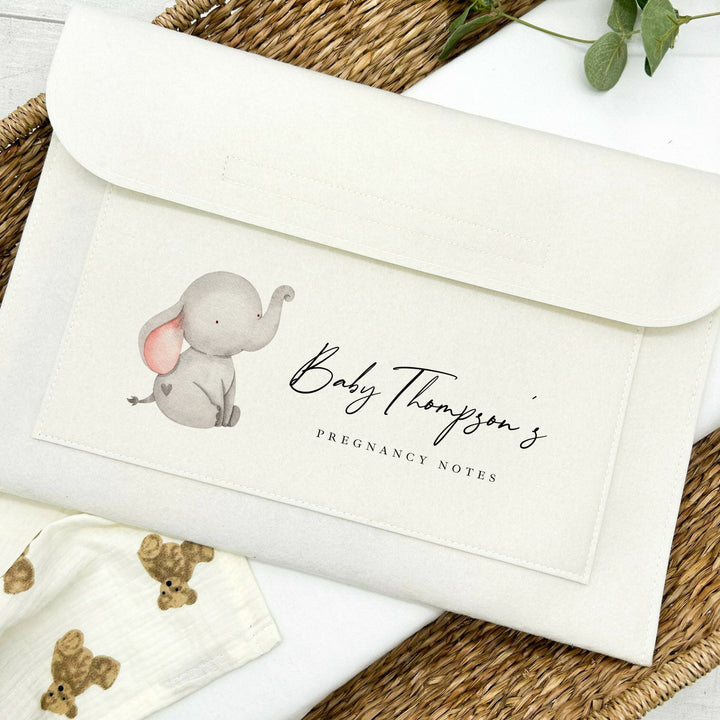 Personalised Grey Elephant Pregnancy/Maternity Notes Baby Folder