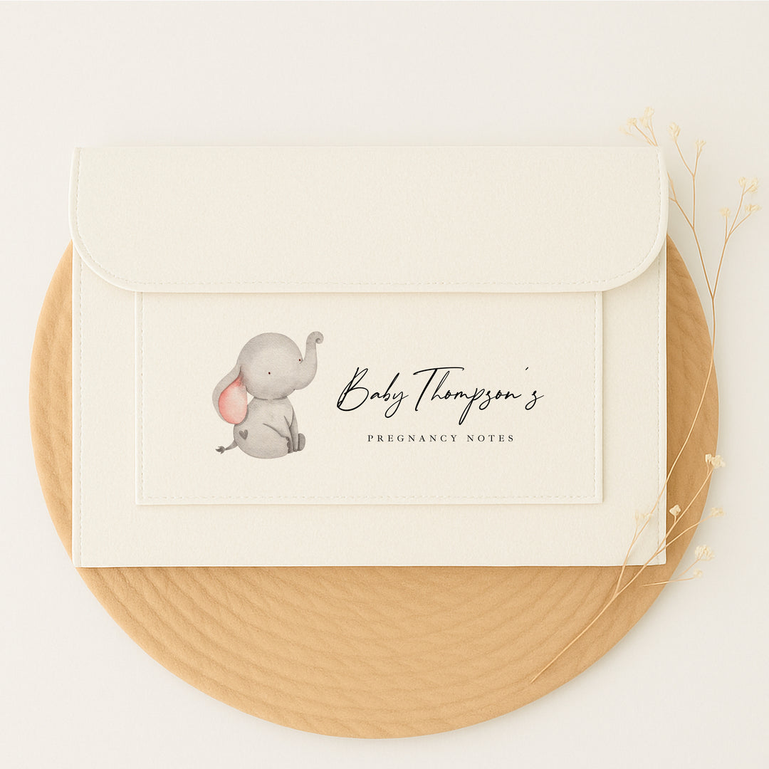 Personalised Grey Elephant Pregnancy/Maternity Notes Baby Folder