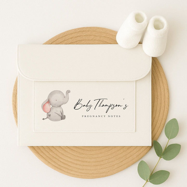 Personalised Grey Elephant Pregnancy/Maternity Notes Baby Folder