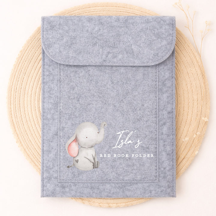 Personalised Grey Elephant Red Book Cover