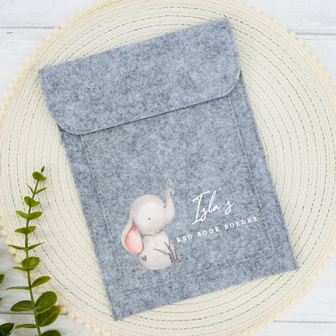 Personalised Grey Elephant Red Book Cover