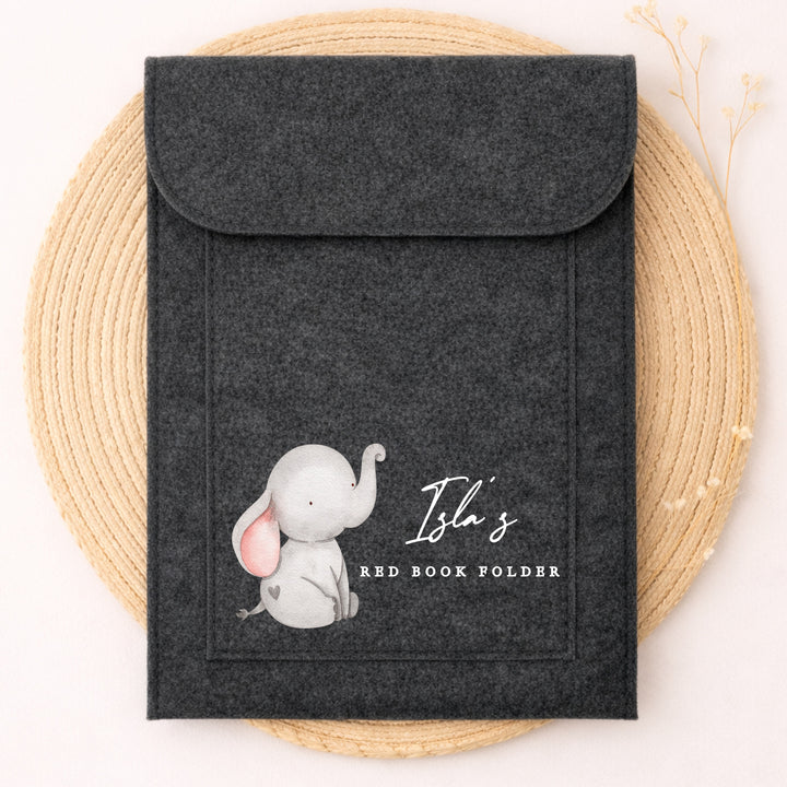 Personalised Grey Elephant Red Book Cover