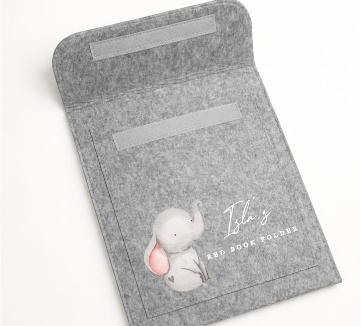Personalised Grey Elephant Red Book Cover