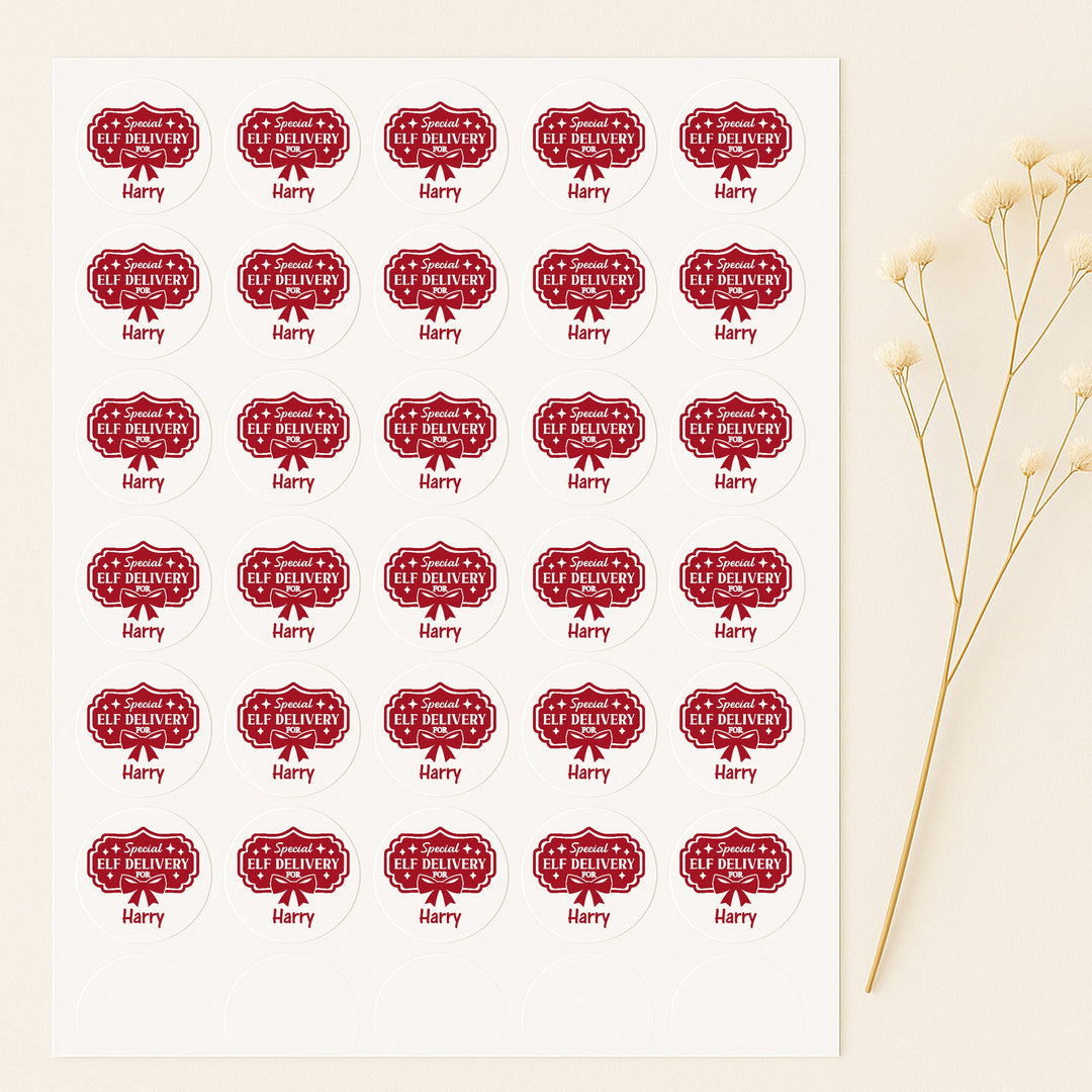 Personalised Special Elf Delivery Christmas Stickers