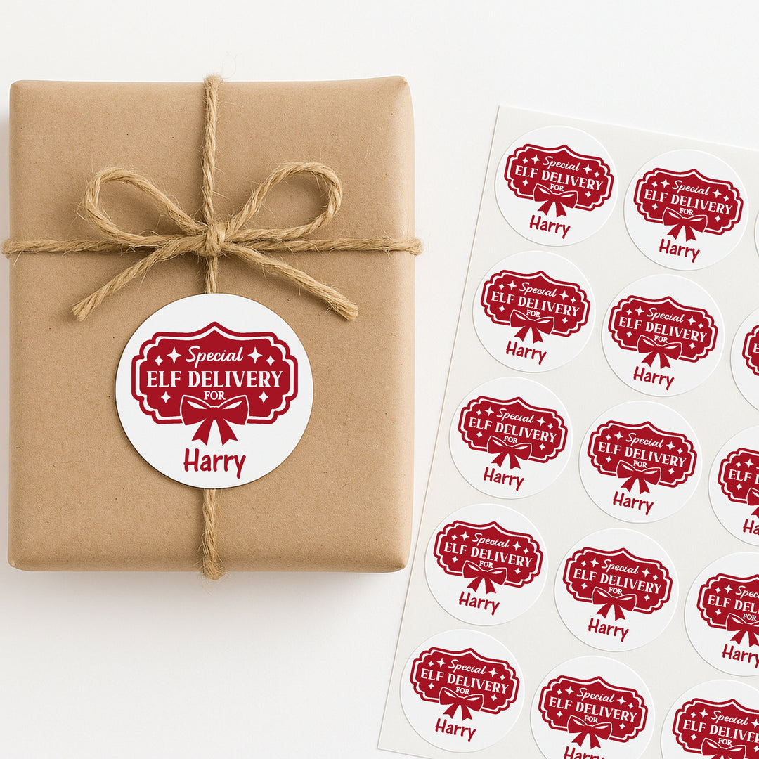 Personalised Special Elf Delivery Christmas Stickers
