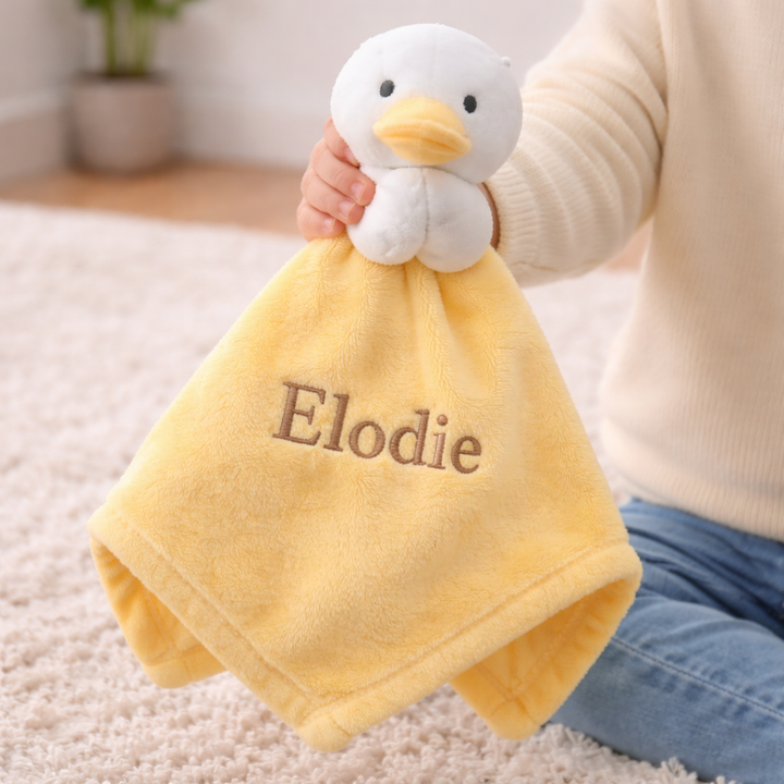 Personalised Embroidered Yellow Duck Comforter