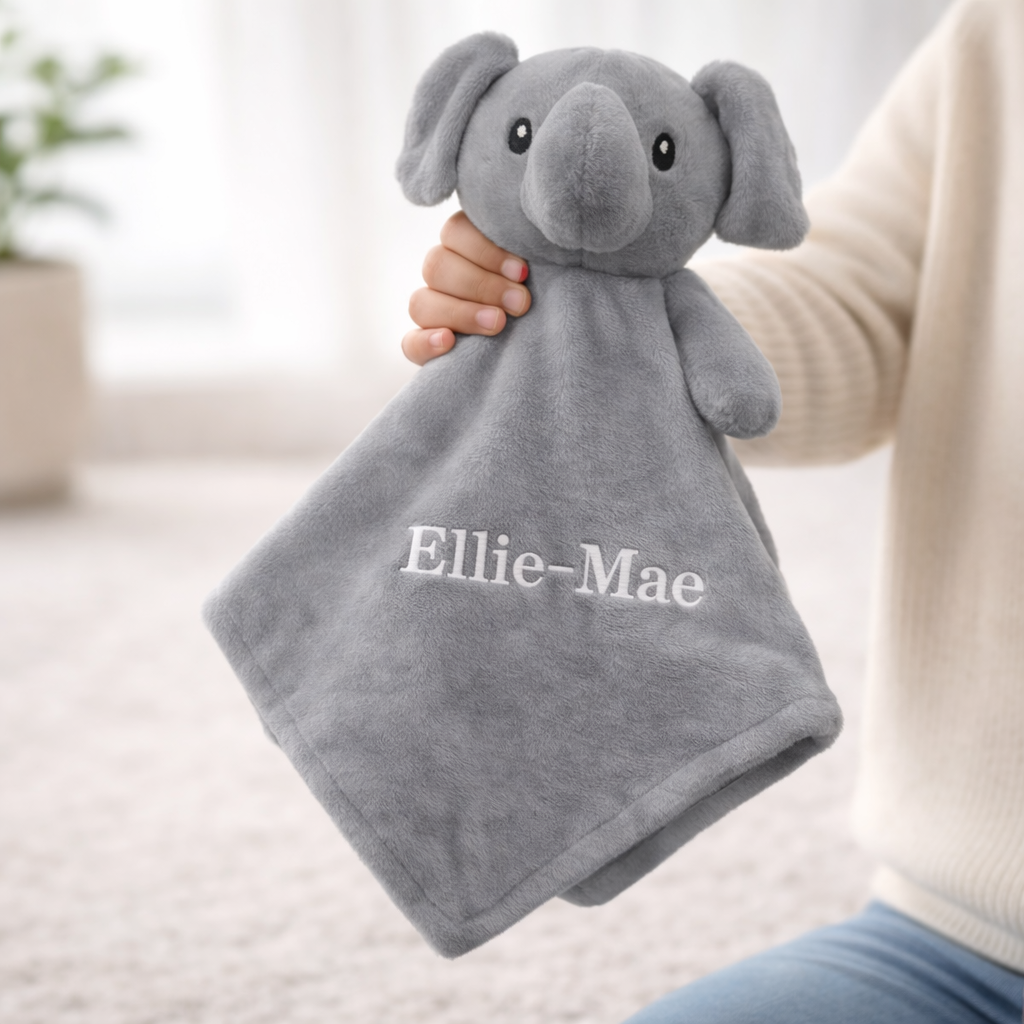 Embroidered Grey Waffle Blanket and Comforter Gift Set