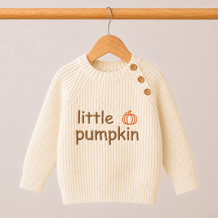 Embroidered Ribbed Little Pumpkin Halloween Jumper