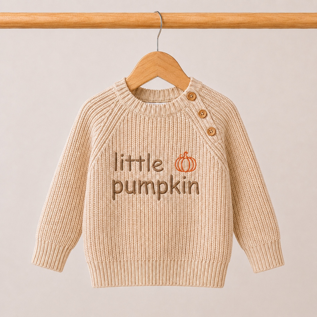 Embroidered Ribbed Little Pumpkin Halloween Jumper