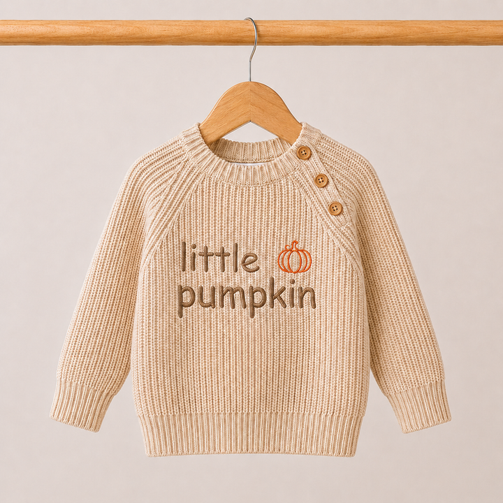 Embroidered Ribbed Little Pumpkin Halloween Jumper