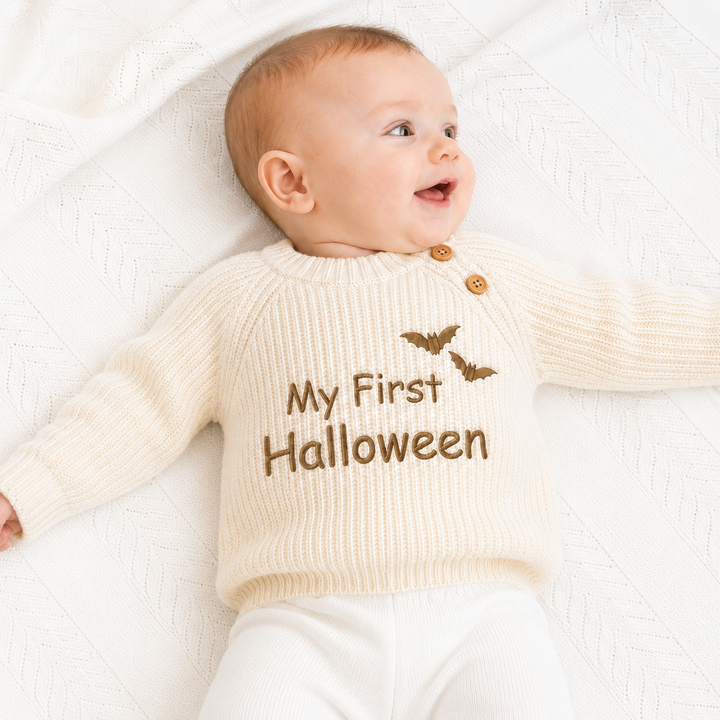 Embroidered Ribbed My First Halloween Jumper