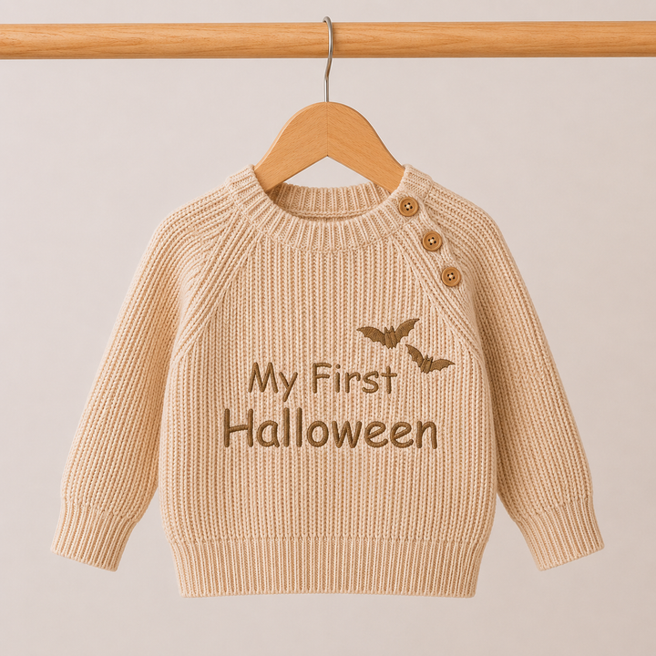 Embroidered Ribbed My First Halloween Jumper