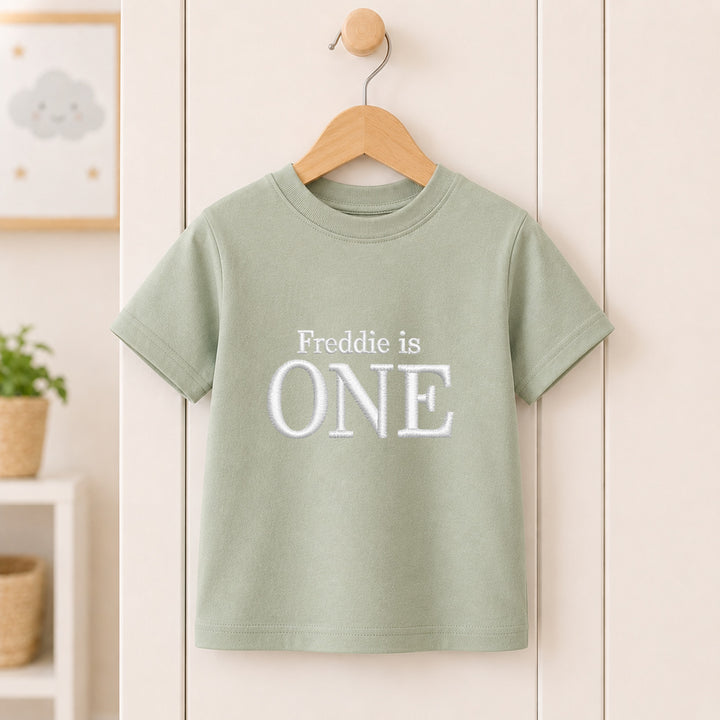 Personalised Embroidered I Am One First Birthday T-Shirt