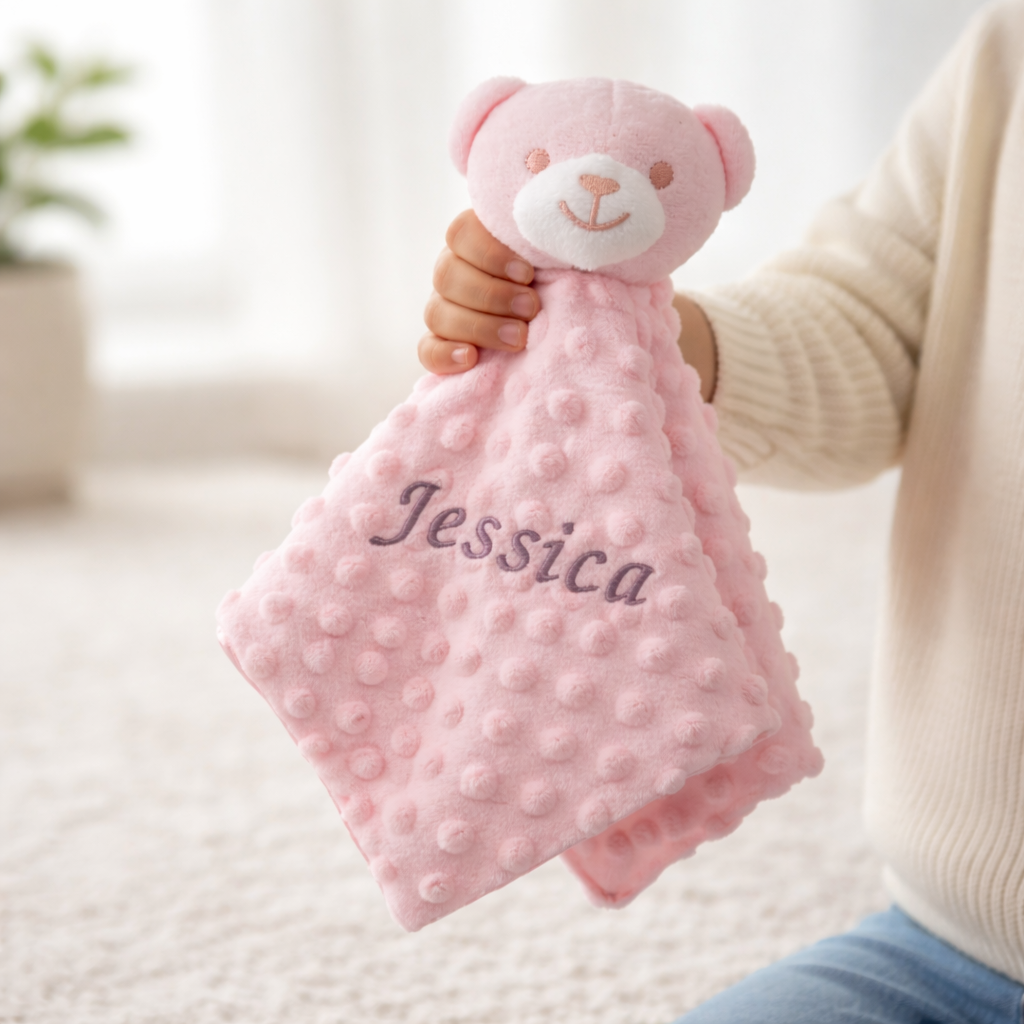 Personalised Embroidered Pink Dimple Comforter