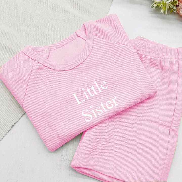 Personalised Embroidered Big/Little Sister Ribbed Short Set