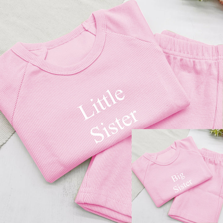 Personalised Embroidered Big/Little Sister Ribbed Short Set