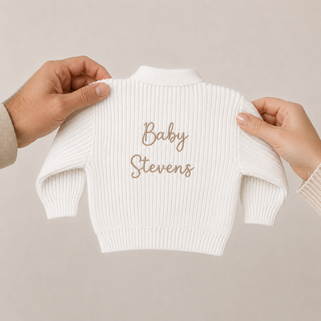 Personalised Embroidered Baby Name Cardigan
