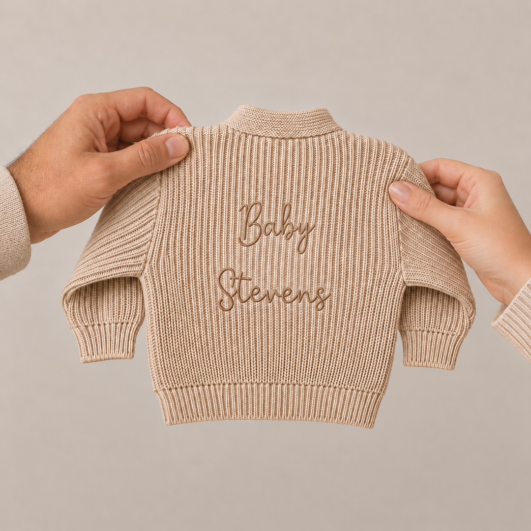 Personalised Embroidered Baby Name Cardigan