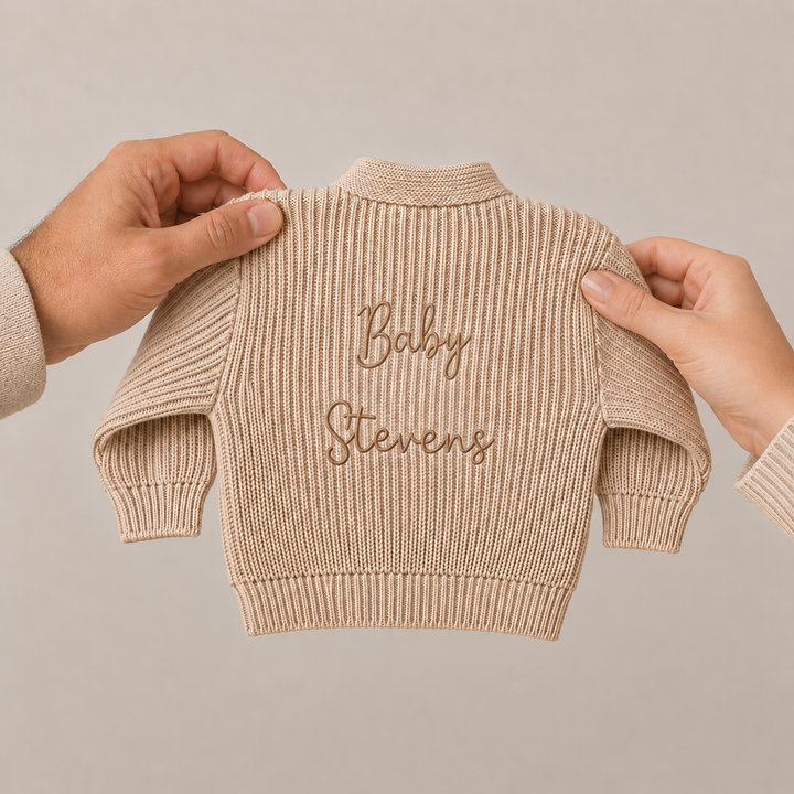 Personalised Embroidered Baby Name Cardigan