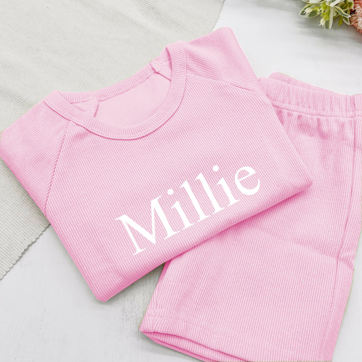 Personalised Embroidered Ribbed Short Set