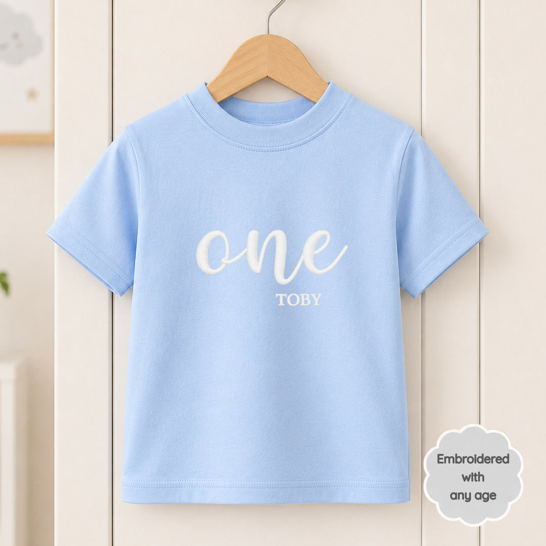 Personalised Embroidered Any Age Birthday T-Shirt