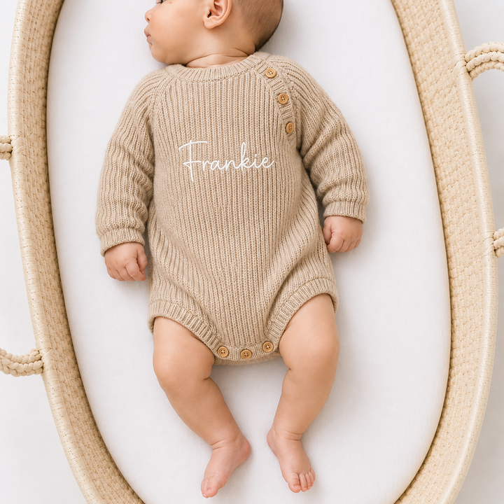 Personalised Embroidered Ribbed Baby Romper