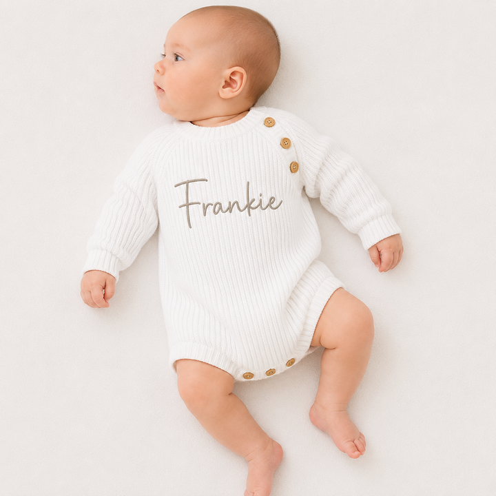 Personalised Embroidered Ribbed Baby Romper