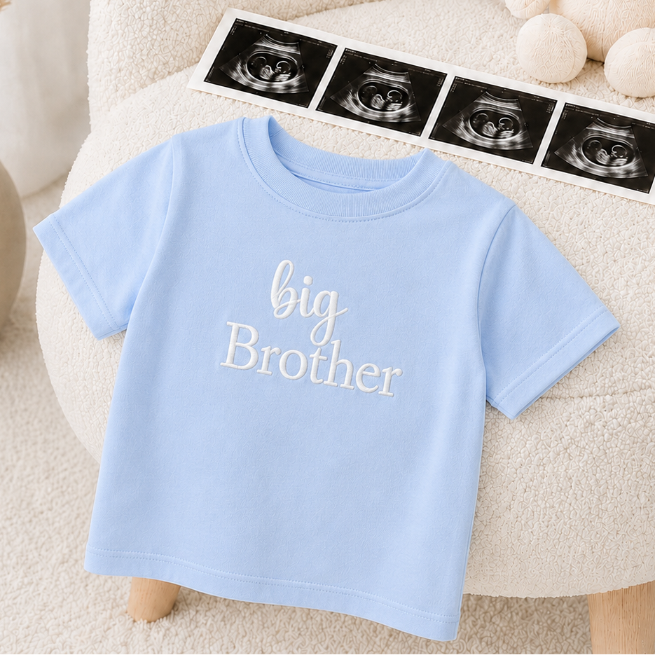 Embroidered Script Big Sibling T-Shirt