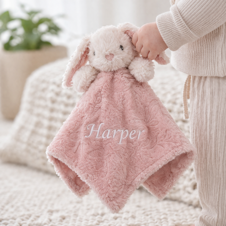 Personalised Embroidered Pink Bunny Comforter