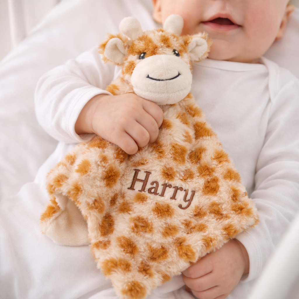 Personalised Embroidered Giraffe Comforter