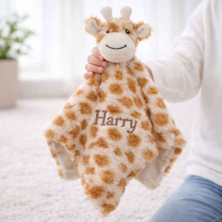 Embroidered Giraffe Blanket and Comforter Gift Set