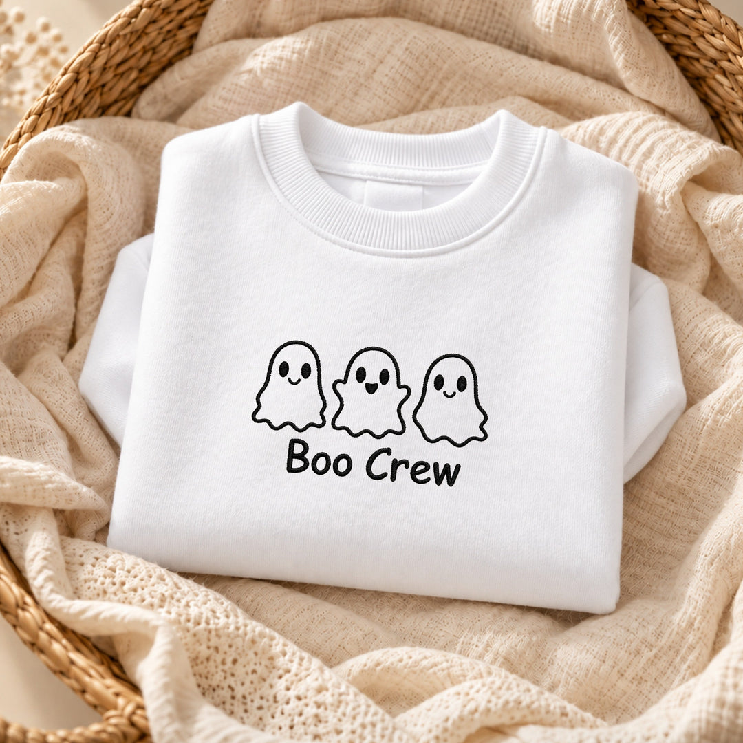 Embroidered Boo Ghost Halloween Sweatshirt