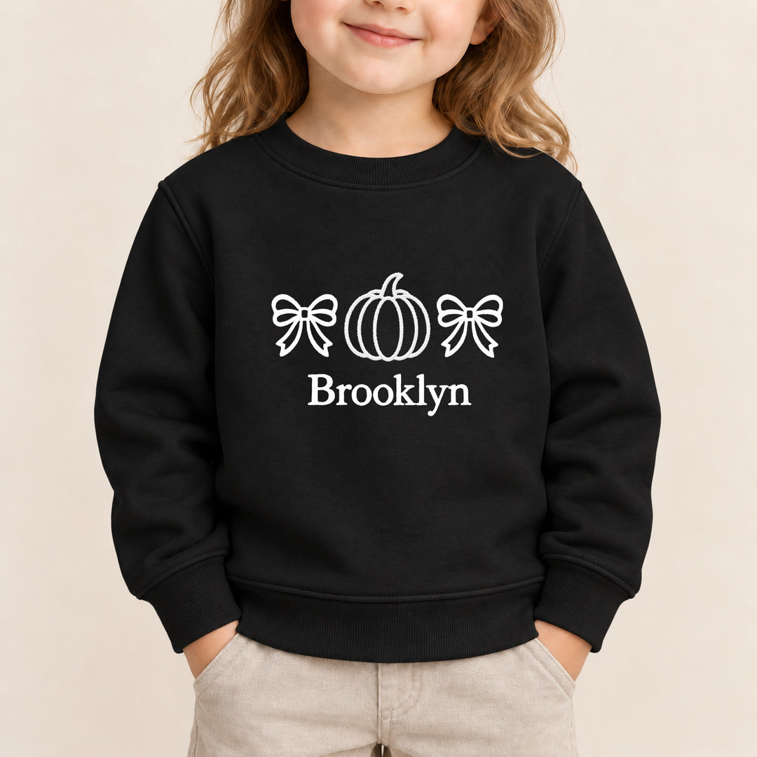 Embroidered Pink Bow Pumpkin Halloween Sweatshirt