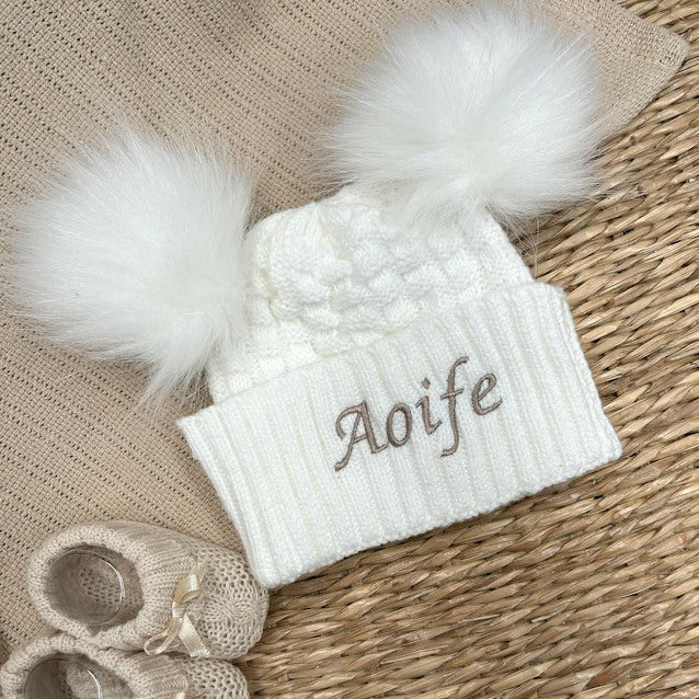 Personalised Embroidered Knitted Pompom Hat