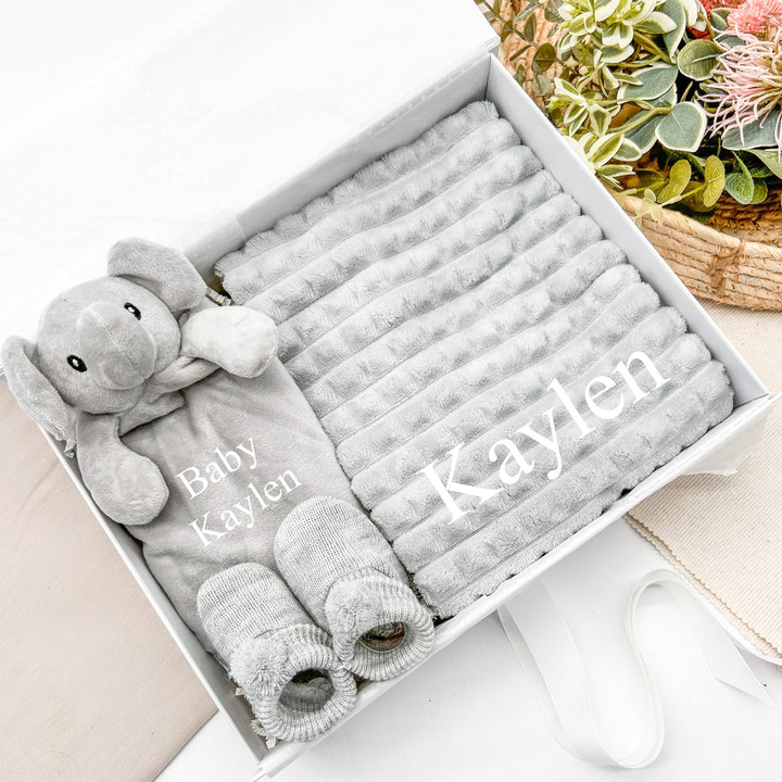 Embroidered Grey Blanket & Comforter Gift Hamper