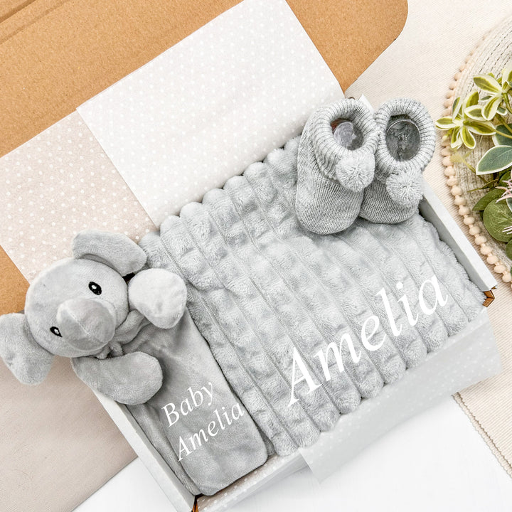 Embroidered Grey Blanket & Comforter Gift Hamper