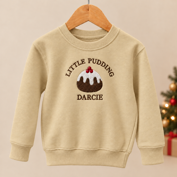 Personalised Kids Embroidered Little Pudding Christmas Jumper