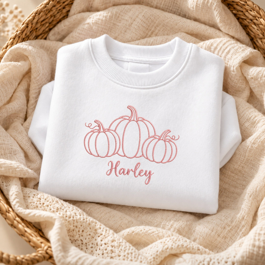 Embroidered Three Pumpkin Halloween Sweatshirt