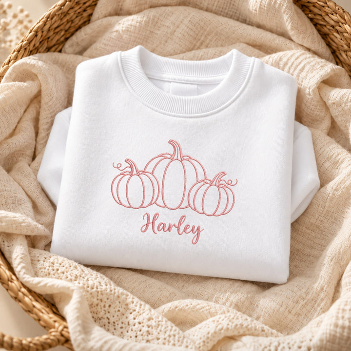 Embroidered Three Pumpkin Halloween Sweatshirt