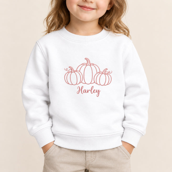 Embroidered Three Pumpkin Halloween Sweatshirt