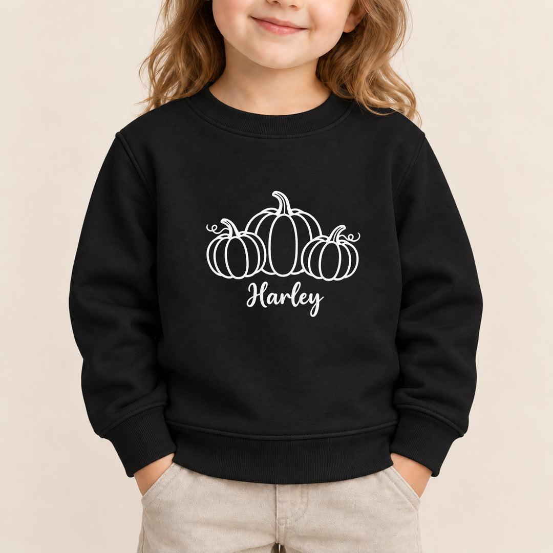 Embroidered Three Pumpkin Halloween Sweatshirt