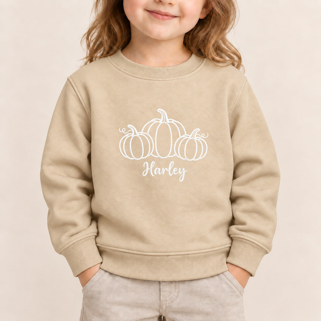 Embroidered Three Pumpkin Halloween Sweatshirt