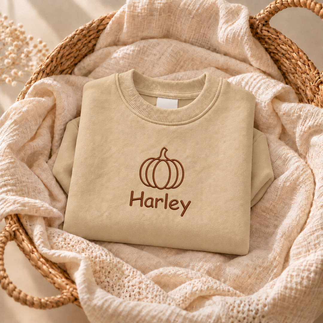 Embroidered Pumpkin Halloween Sweatshirt