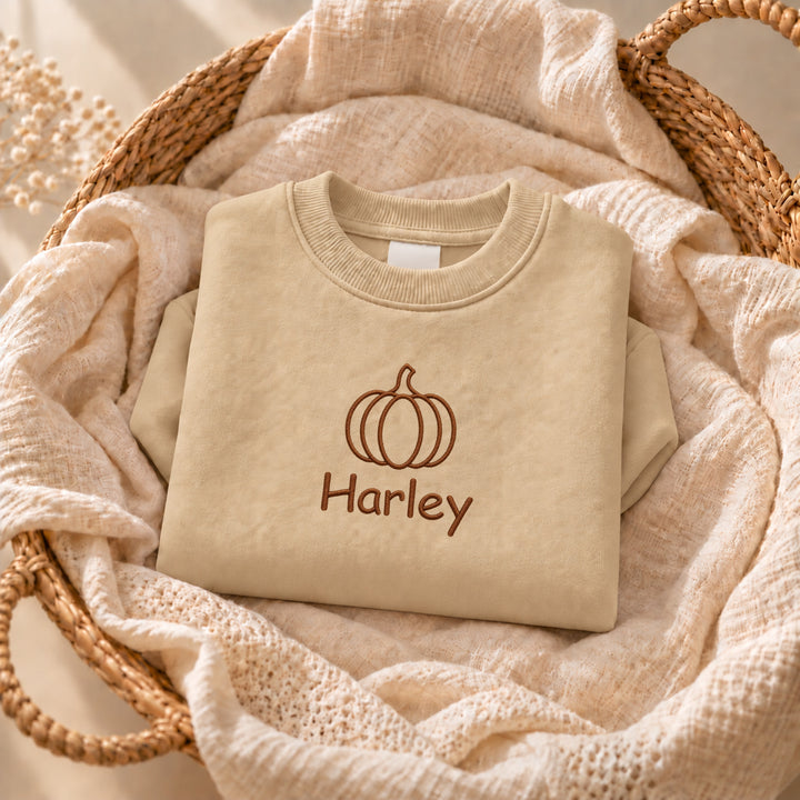 Embroidered Pumpkin Halloween Sweatshirt