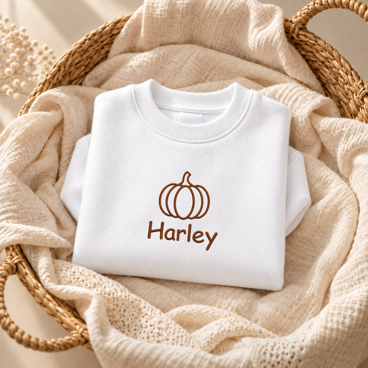 Embroidered Pumpkin Halloween Sweatshirt
